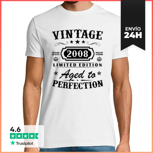 Camiseta Hombre Clásica 18 Años 2008 Vintage Regalo Cumpleaños