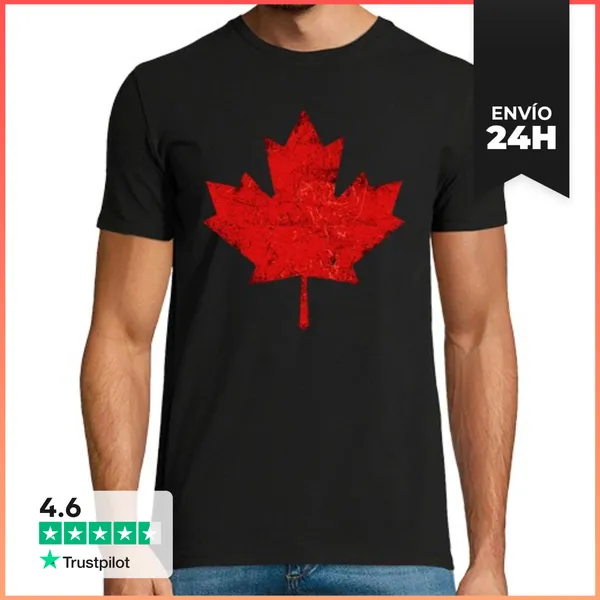 Camiseta Hombre Clásica Símbolo De La Hoja De Arce De Canadá