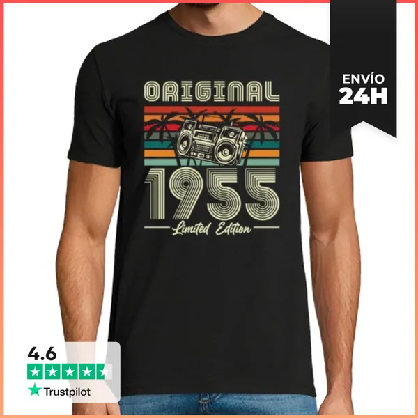 Camiseta Hombre Clásica 1955 Vintage Retro Regalo Cumpleaños