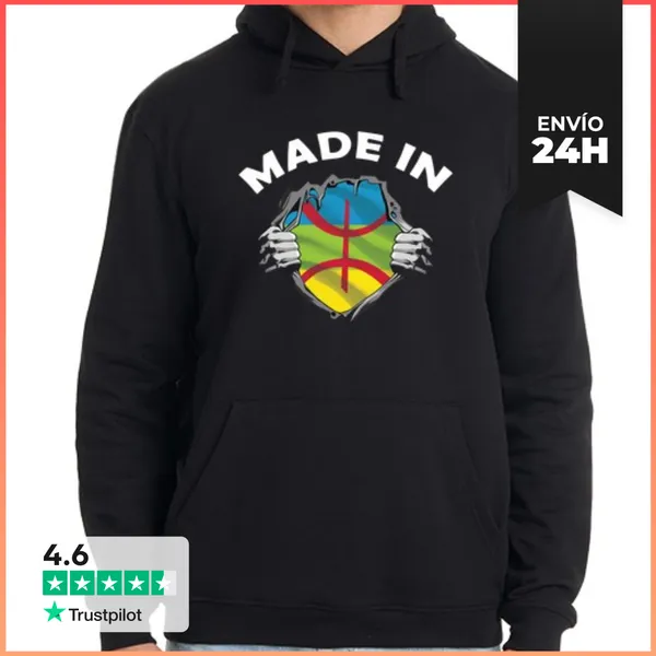 Sudadera Unisex Con Capucha Bereber Humor País Bandera Kabyle