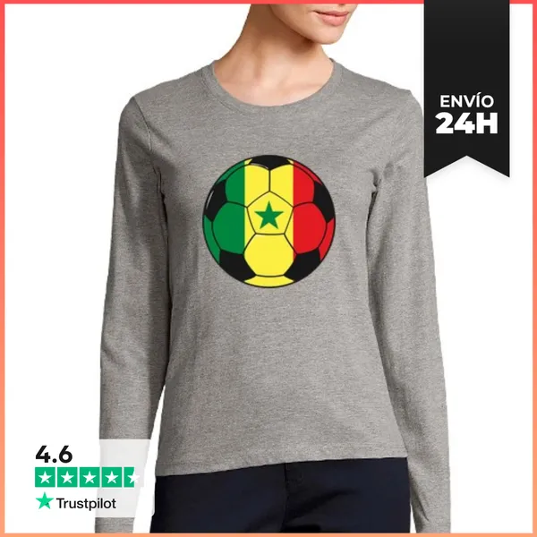 Camiseta Mujer Manga Larga Equipo De Fútbol Senegal LaTostadora