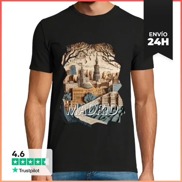 Camiseta Hombre Clásica Madrid En Origami LaTostadora