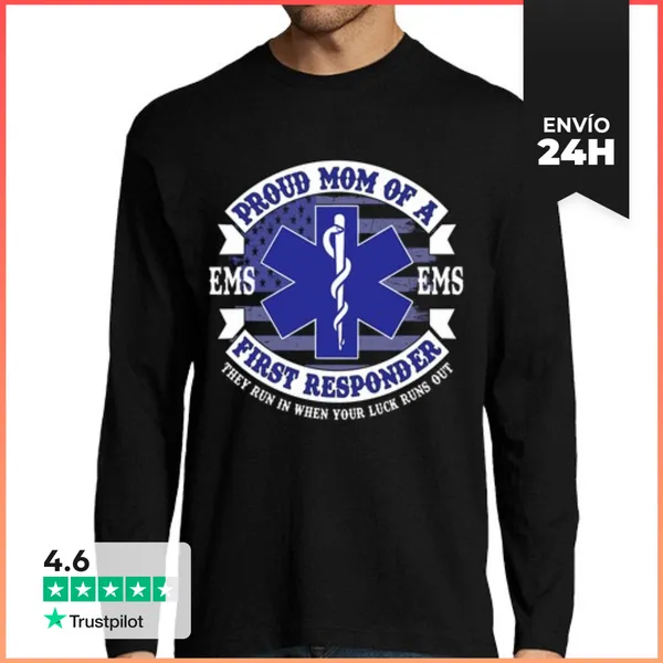Camiseta Hombre Manga Larga Mamá Orgullosa De Un Primer