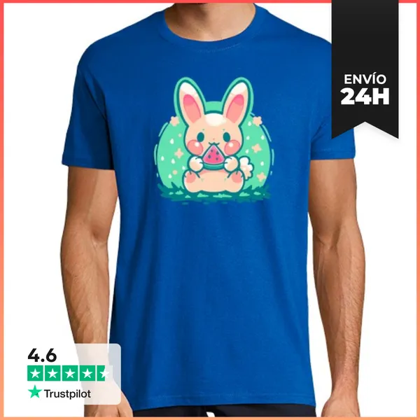 Camiseta Hombre Clásica Camisa De Hombre Con Conejito De Sandía