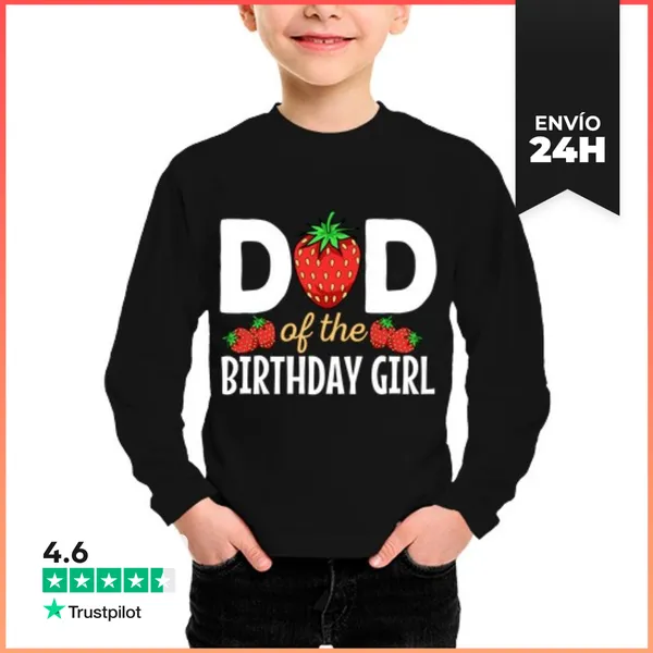 Camiseta Manga Larga Para Niños Papá De La Niña De Cumpleaños