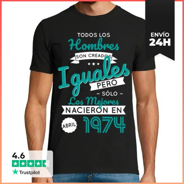 Camiseta Hombre Clásica 50 Anos Hombres Iguales Abril 1974