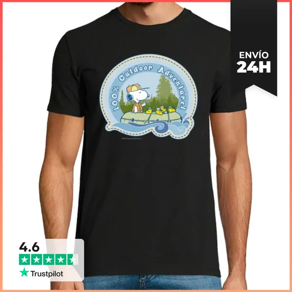 Camiseta Hombre Clásica Peanuts Woodstock Outdoor Adventures 2