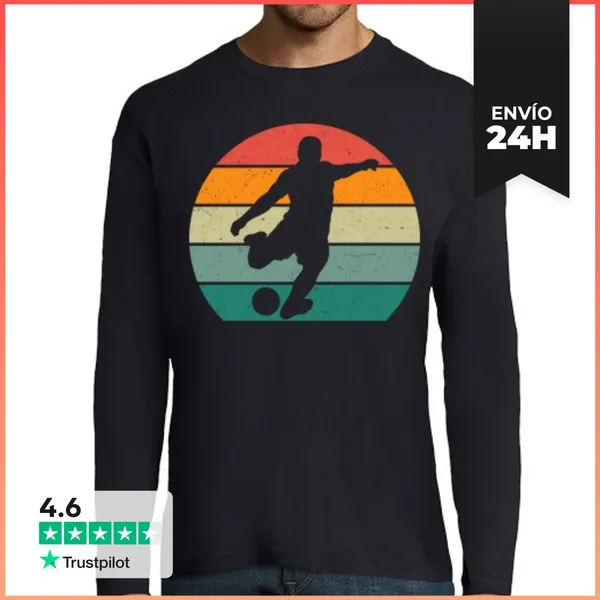 Camiseta Hombre Manga Larga FUTBOLISTA SILUETA PUESTA DE SOL