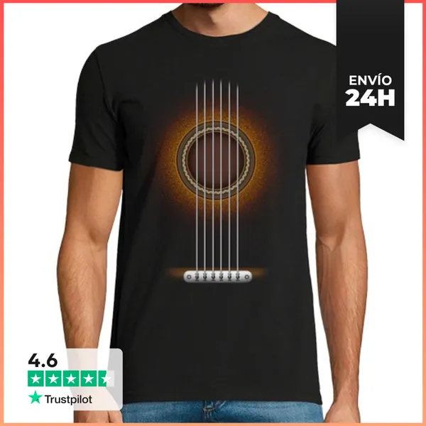 Camiseta Hombre Clásica Guitarra Acústica Músca Flamenco Regalo