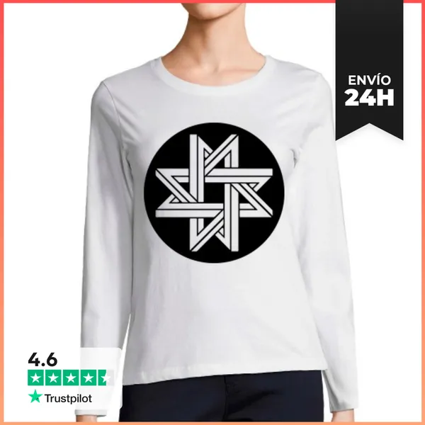 Camiseta Mujer Manga Larga Estrella De Geometría Imposible