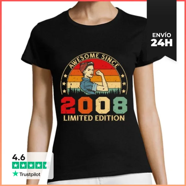 Camiseta Mujer Clásica 18 Cumpleaños 18 Años Vintage 2008