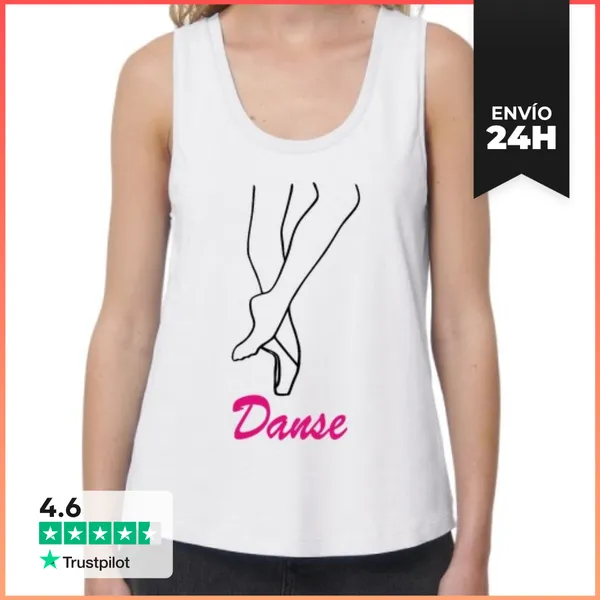 Camiseta Mujer Sin Mangas, Loose Fit Pie Y El Zapato De Baile