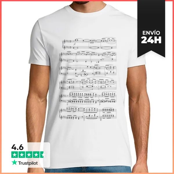 Camiseta Hombre Clásica Partitura Blanco Hombre LaTostadora