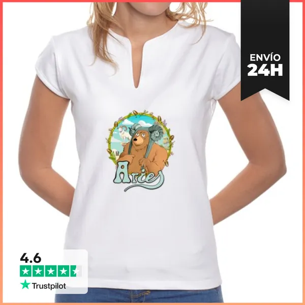 Camiseta Mujer Cuello Mao Oso Aries Color LaTostadora