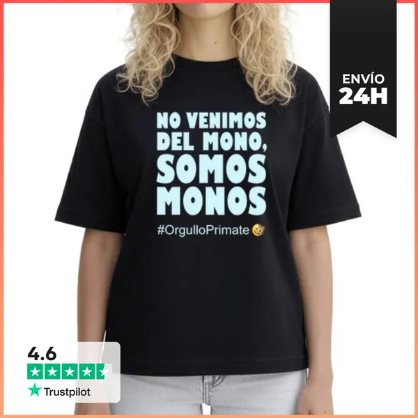 Camiseta Mujer Boxy Somos Monos ¡Orgullo Primate! (PaleoGirl,