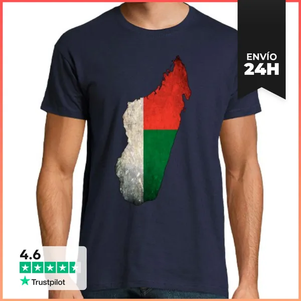 Camiseta Hombre Clásica Bandera De Madagascar Mapa LaTostadora