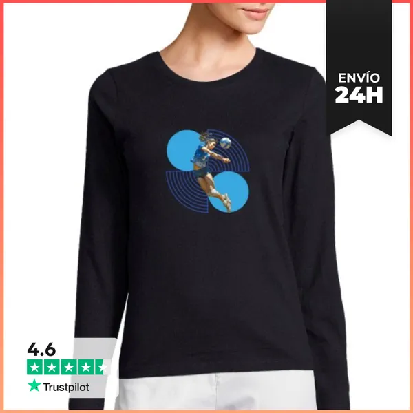Camiseta Mujer Manga Larga Bolso De Libero De Voleibol Defensa De