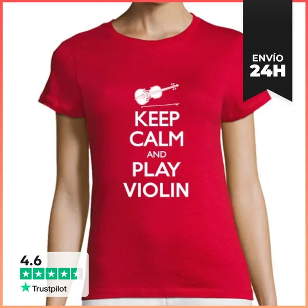 Camiseta Mujer Clásica Keep Calm And Violin LaTostadora