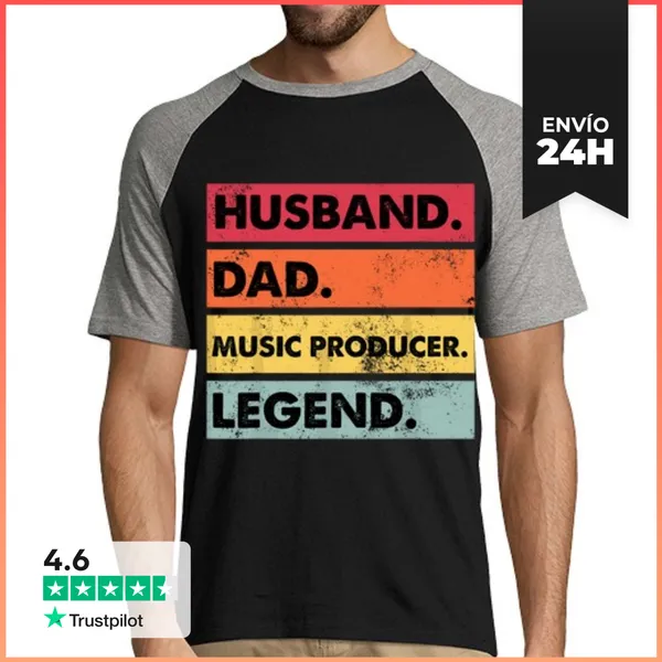 Camiseta Hombre, Estilo Béisbol Esposo Papá Productor Musical
