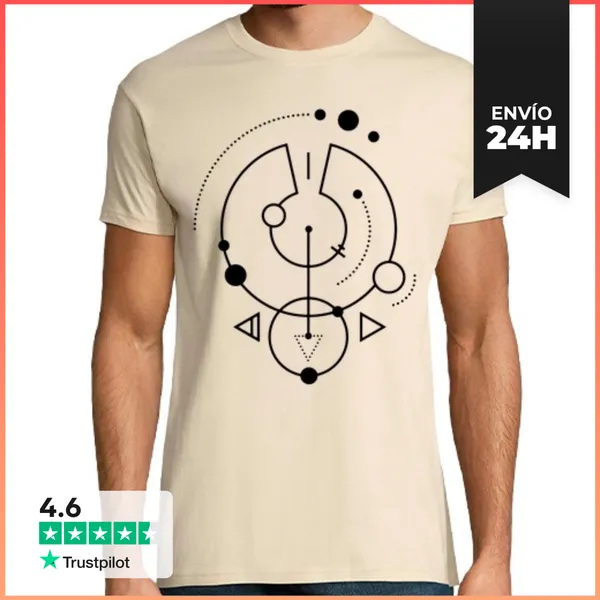 Camiseta Hombre Clásica Símbolo Geométrico Negro LaTostadora