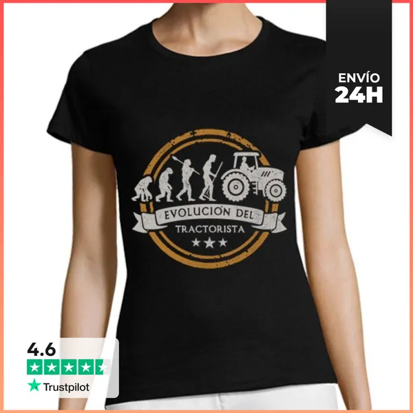Camiseta Mujer Clásica Evolución Del Tractorista Agricultor