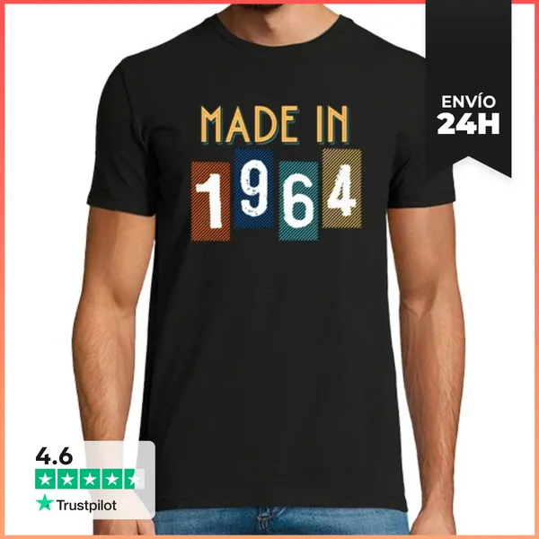 Camiseta Hombre Clásica Cumpleaños 1964 Vendimia Año 60