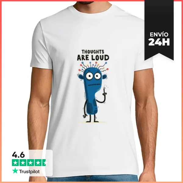Camiseta Hombre Clásica Thoughts Are Loud Camiseta Divertida De