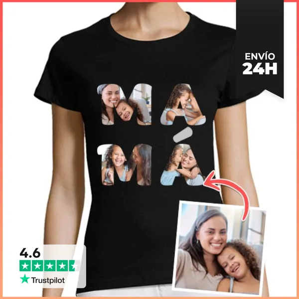 Camiseta Mujer Clásica Camiseta Mamá Fotos Personalizables