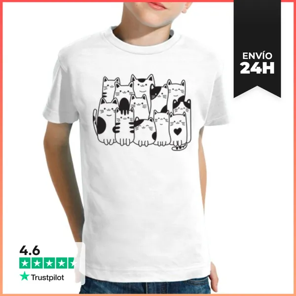 Camiseta Clásica Para Niños GRUPO DE GATITOS CATS LaTostadora