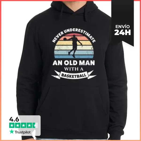 Sudadera Unisex Con Capucha Anciano Con Un Baloncesto Divertido