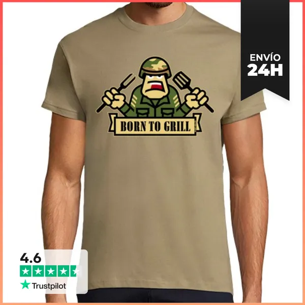 Camiseta Hombre Clásica Nacido Para Asar - Asar A La Parrilla B
