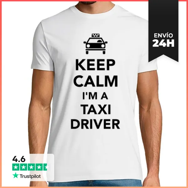 Camiseta Hombre Clásica Mantener La Calma Que Soy Un Taxista