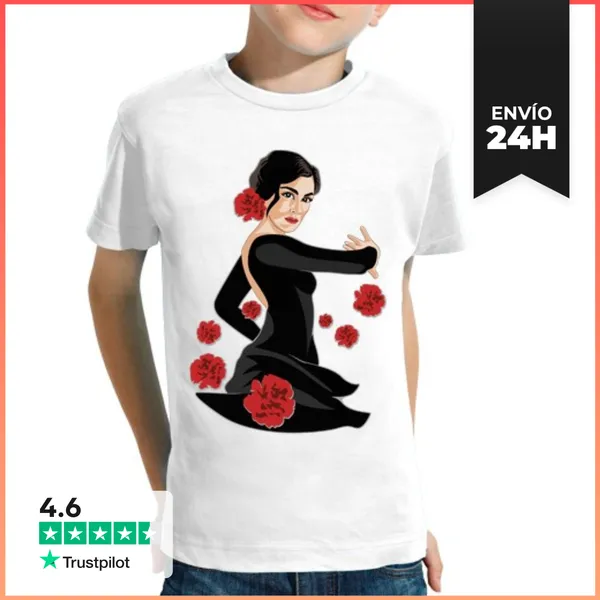 Camiseta Clásica Para Niños CLAVELES Bailaora De Flamenco