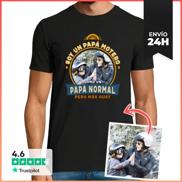 Camiseta Hombre Clásica Camiseta Soy Un Papá Motero Foto