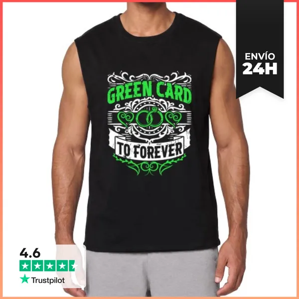 Camiseta Sin Mangas Tarjeta Verde Para Compromiso De Boda P