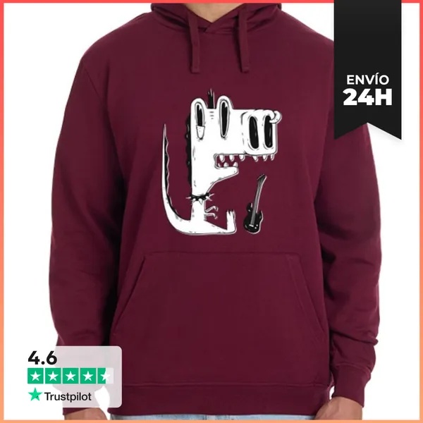 Sudadera Unisex Con Capucha Dinosaurio Punk Rock LaTostadora