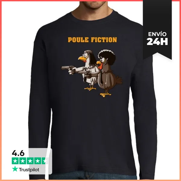 Camiseta Hombre Manga Larga Gallina De Ficción LaTostadora