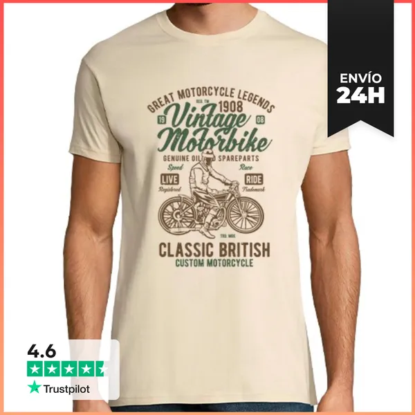 Camiseta Hombre Clásica Vintage Motorbike LaTostadora