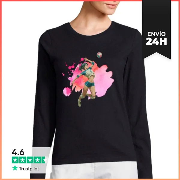 Camiseta Mujer Manga Larga Jugador De Voleibol Opuesto