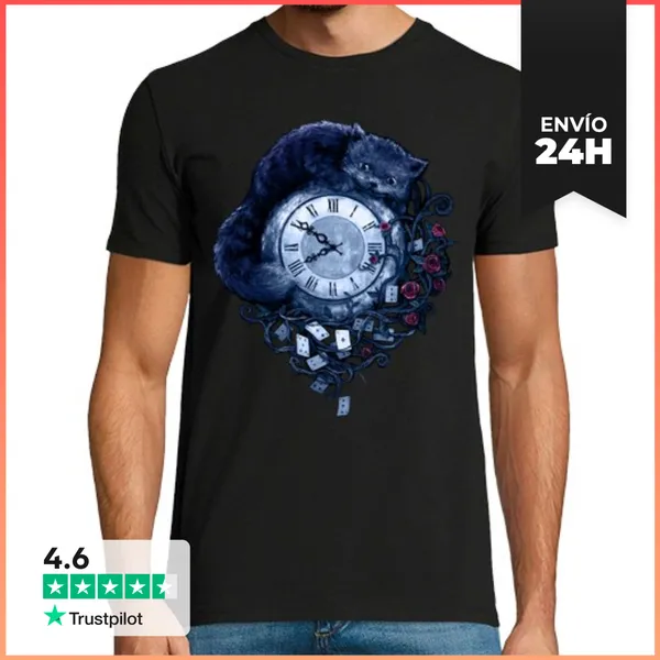 Camiseta Hombre Clásica Tiempo En El País De Las Maravillas