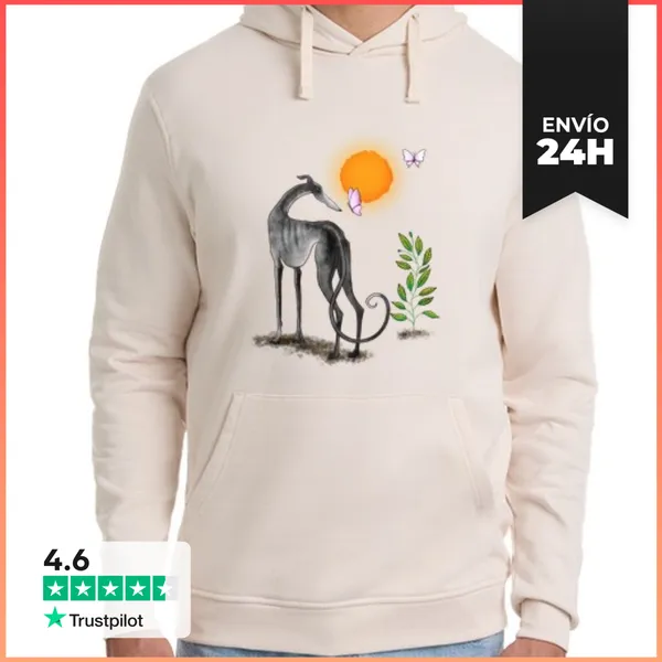 Sudadera Unisex Con Capucha Galgo Negro Mariposa LaTostadora