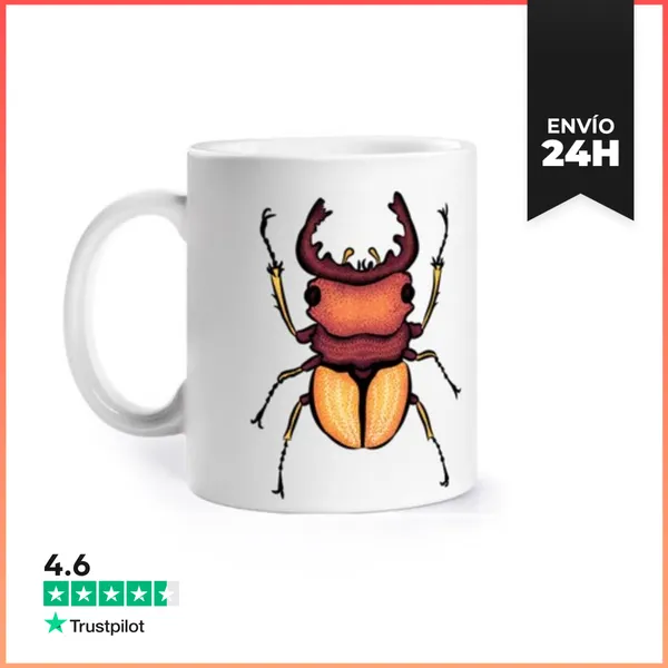Taza Colorido Arte De Insectos Escarabajo Ci LaTostadora