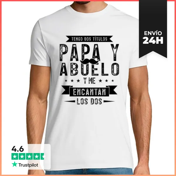 Camiseta Hombre Clásica Divertido Tengo Dos Títulos Papá Y Abuelo