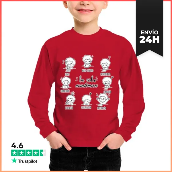 Camiseta Manga Larga Para Niños Camiseta Vida Académica Ciclo