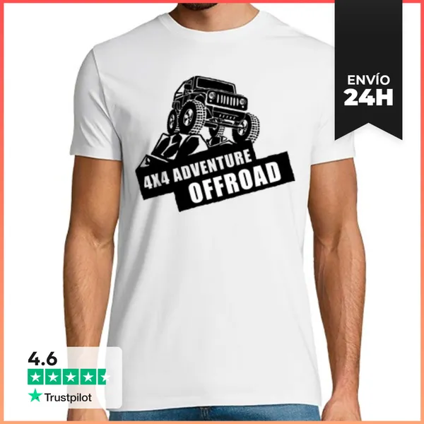 Camiseta Hombre Clásica Camiseta Coche 4x4 Aventuras OffRoad