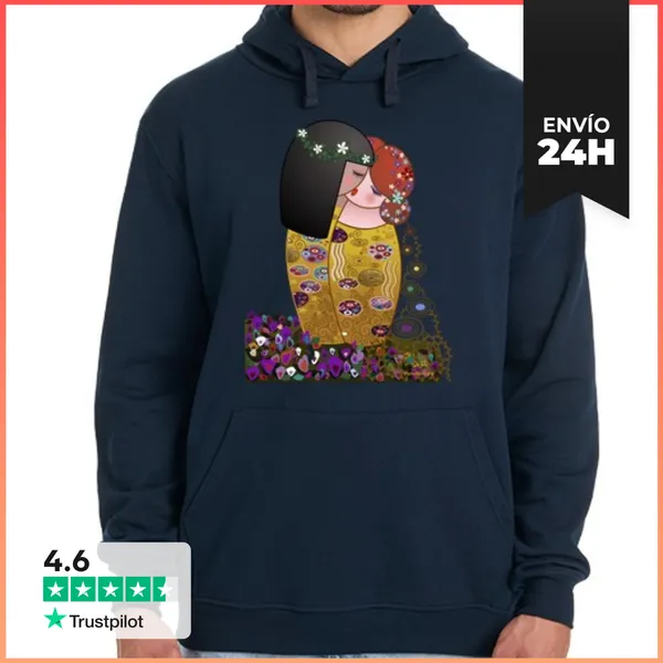Sudadera Unisex Con Capucha Kokeshis Lesbianas El Beso Estilo