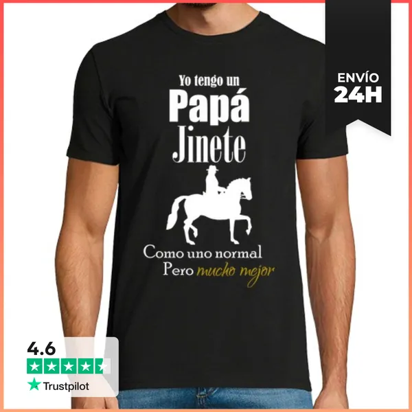 Camiseta Hombre Clásica Yo Tengo Un Papa Jinete Como Uno Normal