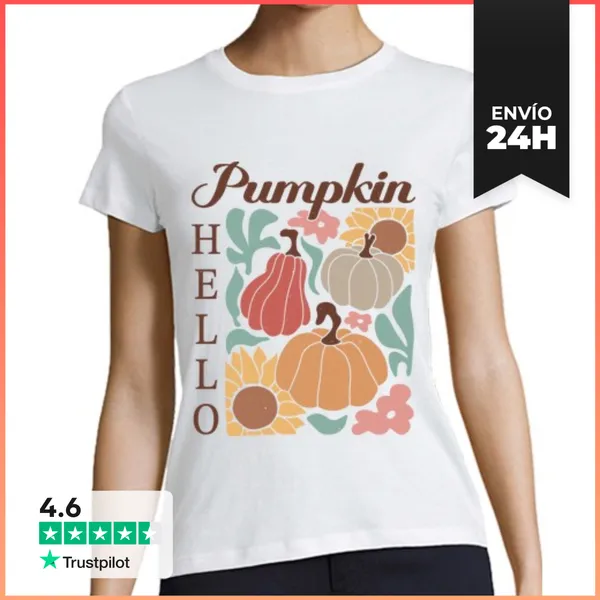 Camiseta Mujer Clásica Hello Pumpkin LaTostadora