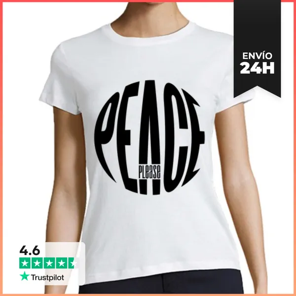 Camiseta Mujer Clásica PEACE, PLEASE BLACK LaTostadora