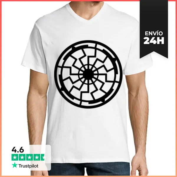 Camiseta Hombre, Cuello Pico Círculo De Cultivos De Espiral
